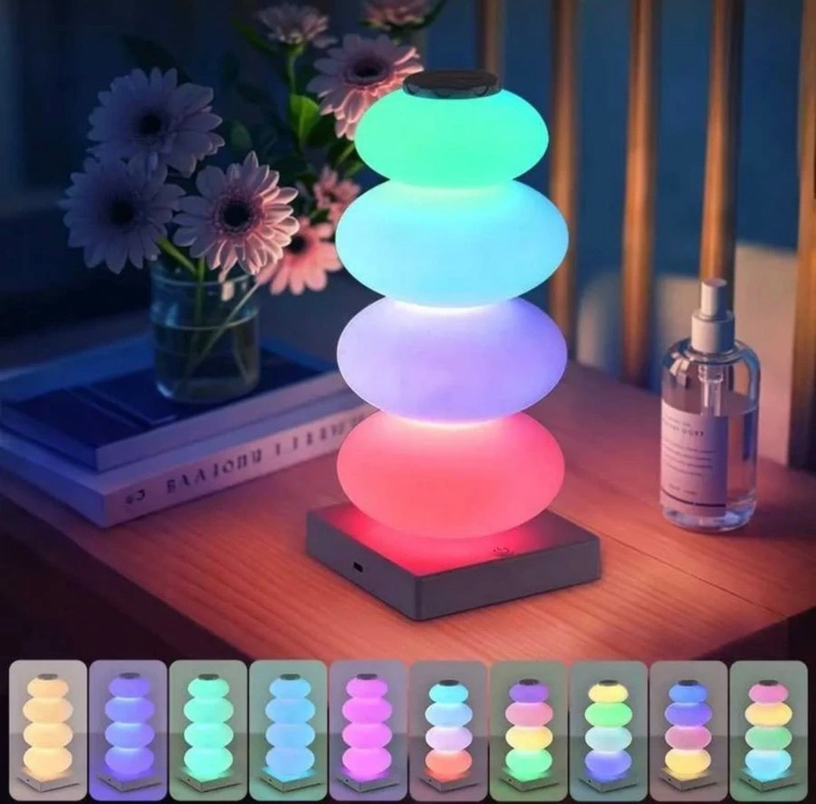 EMERGE Aesthetic Stacked Pebble Lamp Table Lamp (13 cm, Multicolor)