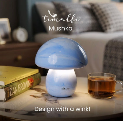 TIMALFI Decorative Ceramic Table Lamp for home Glare-Free Light Aesthetic Gifts (Mushka) Night Lamp (17 cm, Blue)