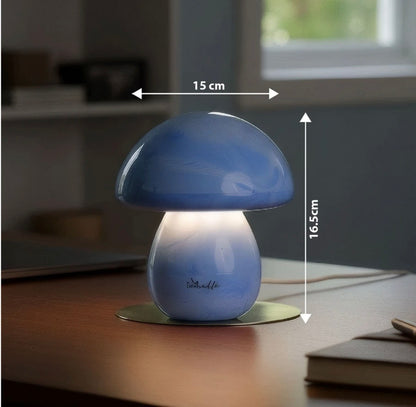 TIMALFI Decorative Ceramic Table Lamp for home Glare-Free Light Aesthetic Gifts (Mushka) Night Lamp (17 cm, Blue)