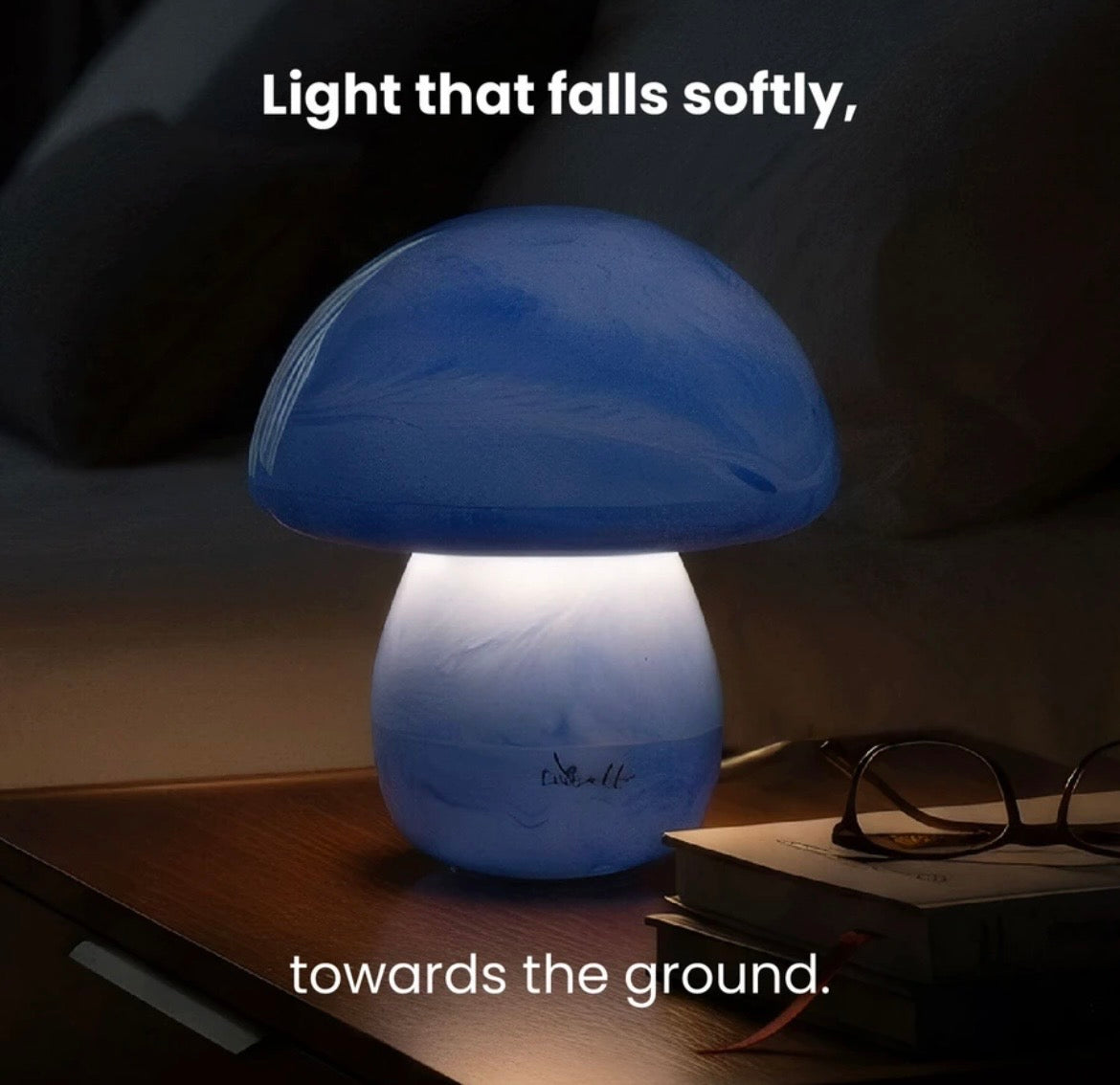TIMALFI Decorative Ceramic Table Lamp for home Glare-Free Light Aesthetic Gifts (Mushka) Night Lamp (17 cm, Blue)