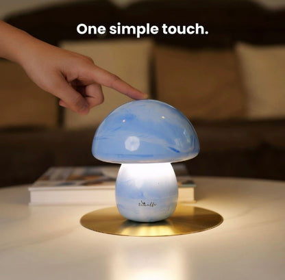 TIMALFI Decorative Ceramic Table Lamp for home Glare-Free Light Aesthetic Gifts (Mushka) Night Lamp (17 cm, Blue)